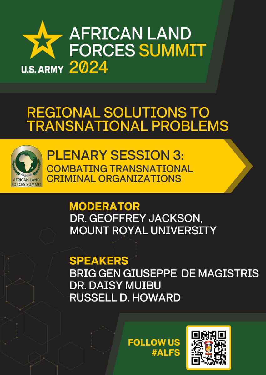 ⚠️ April 24, don’t miss @CoESPU_Director’s lecture at the African Land Forces Summit 2024, Plenary Session 3 on <<Combating Transnational Criminal Organizations>>, #Livingstone, #Zambia: soon available on 👉🏼 @SETAF_Africa’s youtube.com/@SETAF_Africa. #ALFS24 #StrongerTogether