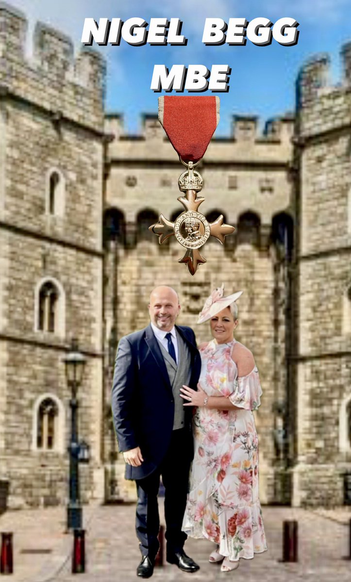 Congratulations to our amazing Trustee/Treasurer @NigelBeggMBE who yesterday received his well deserved MBE at Windsor Castle 🩷🩵🎖️