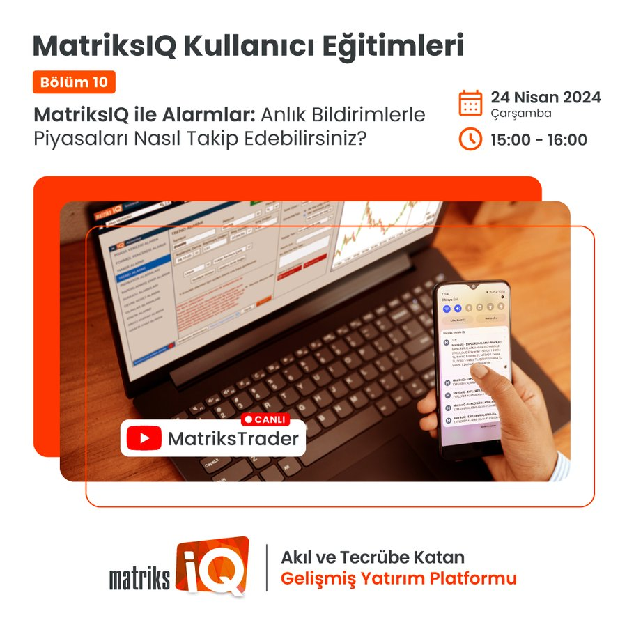 Her hafta @matrikstrader YouTube kanalında @Matriks_IQ canlı eğitimleri var... Bu haftanın konusu: -ALARMLAR youtube.com/watch?v=NNl51e… Ayrıca alıntıladığım tweette MatriksIQ terminali için %30 indirim linki de var. 🍀