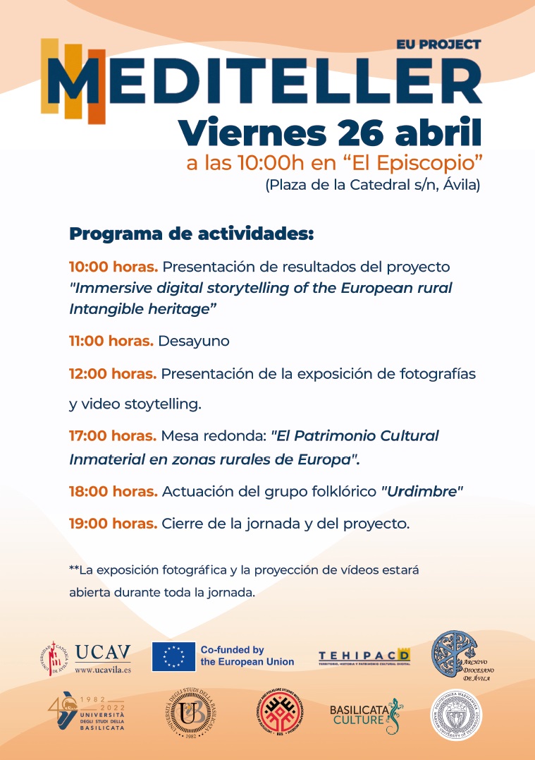 mediteller's tweet photo. #savethedate  📆
🔸Evento MEDITELLER 🔸

Viernes 26 de abril en El Episcopio (Plaza de la Catedran sn, Ávila)

https://t.co/rMOxqsdbfG 📲

#euproject #CulturalHeritage #Spain #Italy #Bulgaria #Poland @UCAVILA_ @tehipacd @PW_edu #IEFSEM #BasilicataCulture https://t.co/LQmr9zPbat
