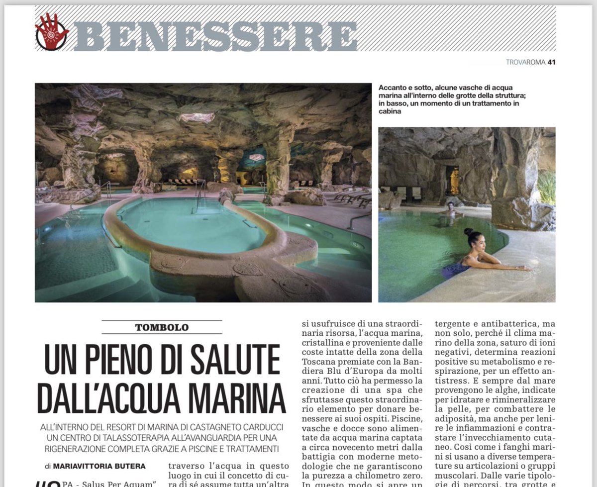 All’interno del resort @tombolotalasso si possono provare trattamenti di talassoterapia all’avanguardia per una rigenerazione completa del corpo e della mente. Ne parla @vickybutera sul #TrovaRoma, in edicola domani con @repubblica.