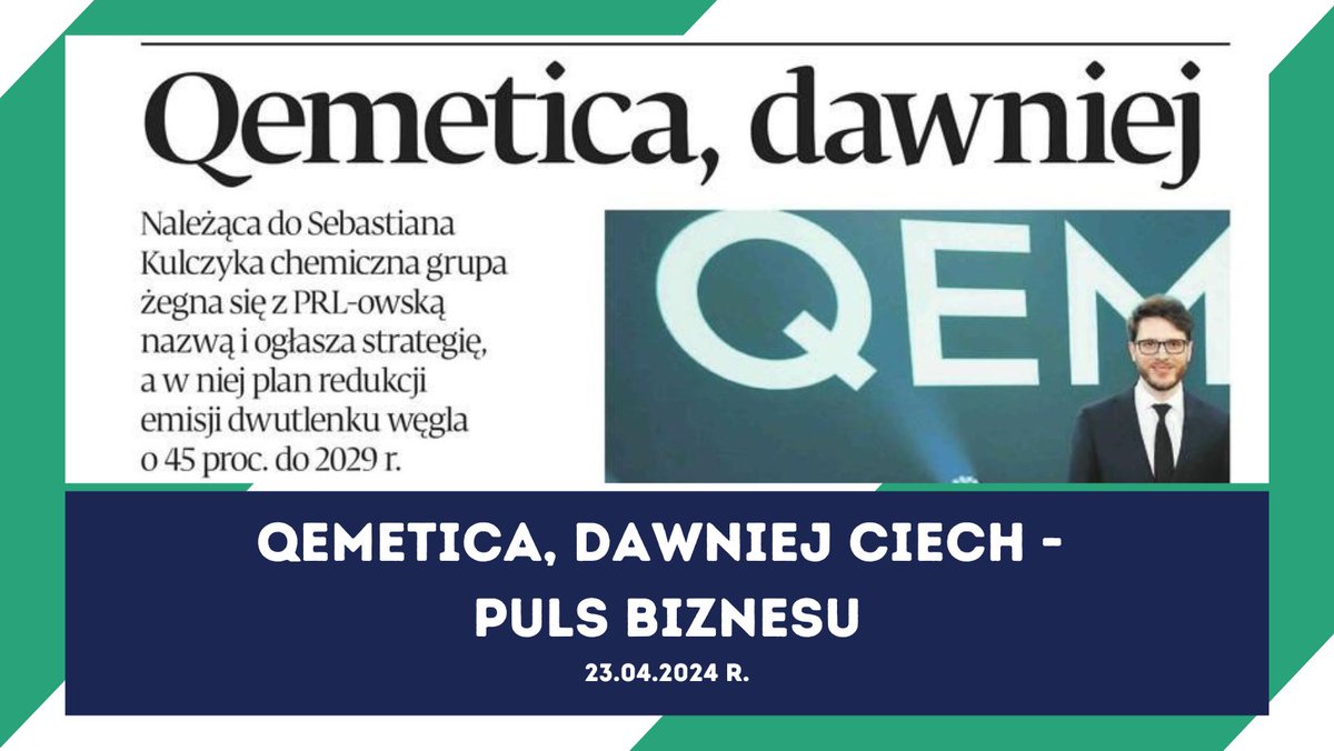 Qemetica's tweet photo. #CIECH już w czerwcu zmieni się w 𝗤𝗘𝗠𝗘𝗧𝗜𝗖𝗔 - polecamy artykuł na ten temat w
@puls_biznesu oraz wywiad z CEO Grupy CIECH (a wkrótce Qemetica), K. Majczakiem 👉 online dla subskrybentów: https://t.co/R6Syqbzi3i lub wydanie drukowane⤵
@BartekMayer
#wechemdobetter https://t.co/ni33KYbqfS