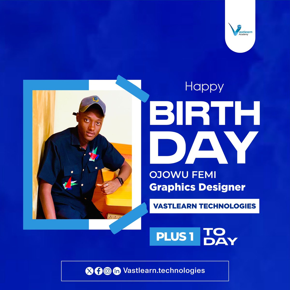 vastlearn's tweet photo. “Happy Birthday to our incredibly talented graphics designer Femi!Your creativity brings our visions to life and adds color to our world. Wishing you a day filled with inspiration and joy!” https://t.co/F3wf4rgsVG