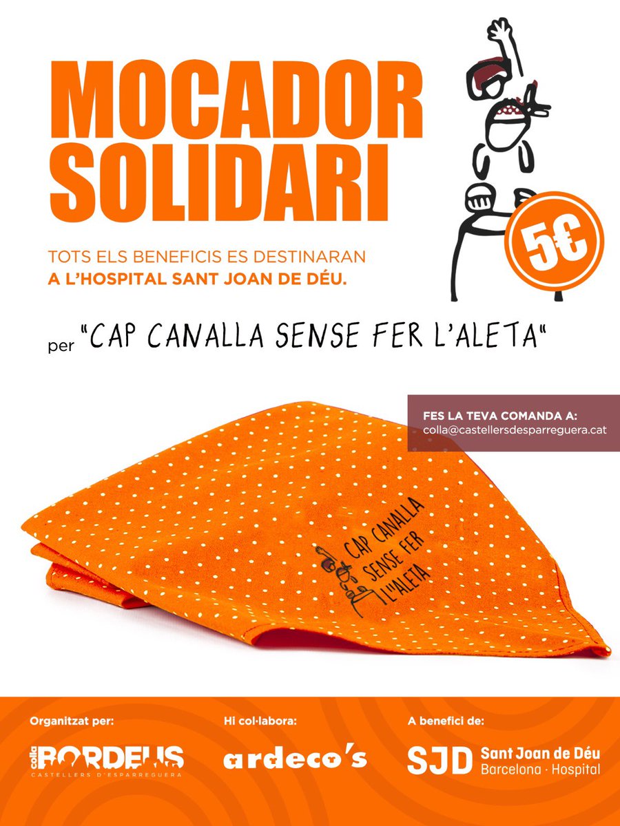 collabordeus's tweet photo. 🗣️ Enguany els Castellers d’Esparreguera hem iniciat una campanya amb un mocador casteller solidari, sota el lema “Cap canalla sense fer l’aleta”.

#castells https://t.co/5dZVpwpxXs