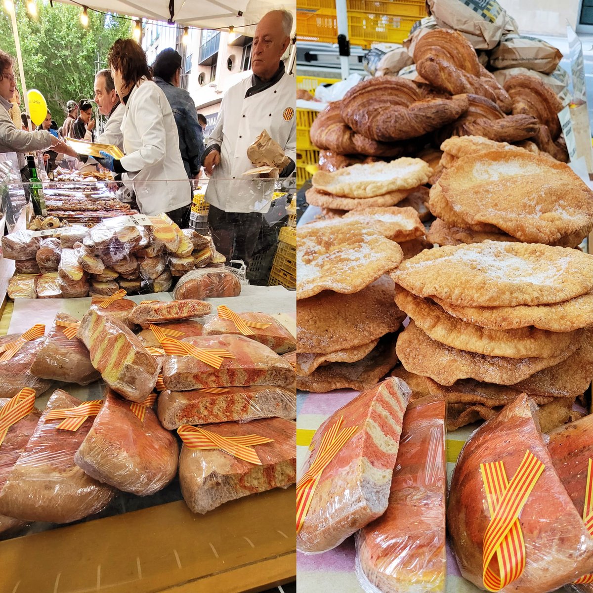 Ahir, el Gremi de @FornersLleida vam celebrar #SantJordi a la nostra parada a la Rambla Ferran de #Lleida. Coques de recapte, panadons, orelletes, pa de pagès de la IGP 'Pa de pagès català'... I un protagonista, el pa de Sant Jordi. Gràcies a tots els que ens vau venir a veure!