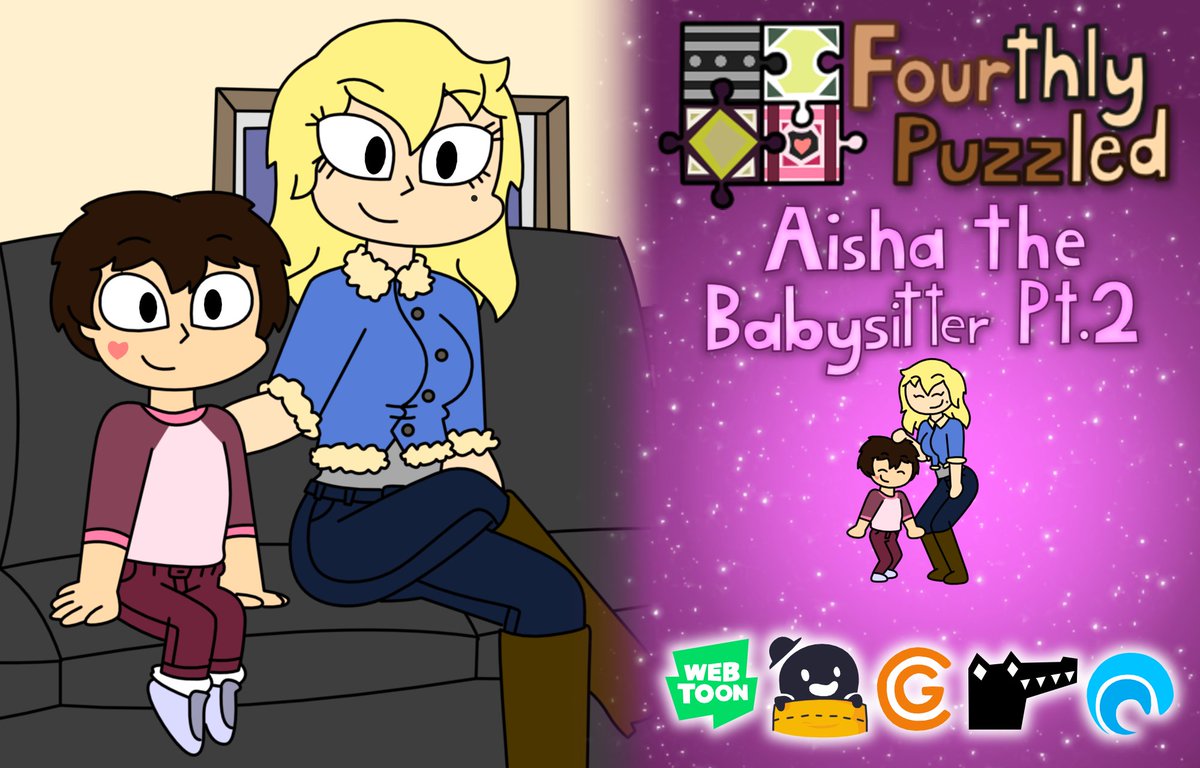 nugapug's tweet photo. Aisha the Babysitter part 2 is now available on #Webtoon, #Tapas, #GlobalComix, and #Namicomi!
#FourthlyPuzzled #FourthlyPuzzledComic #webcomic #webcomicartist #ComicArt
Links available on the next post below.⬇️ https://t.co/COjKKF16JK