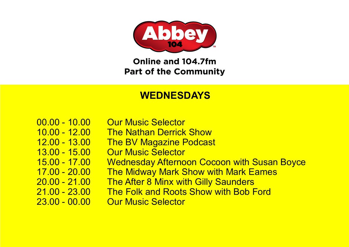 The programme schedule for Wednesday the 24th of April.