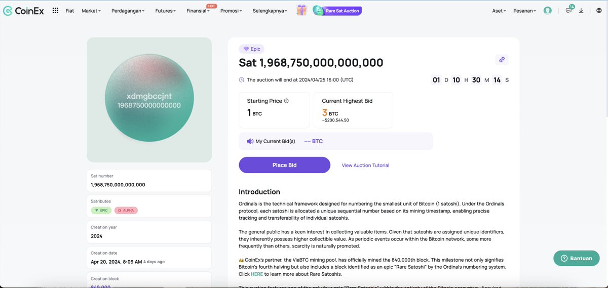 CoinExIndonesia's tweet photo. Wow bid tertingginya 3 $BTC🔥😱
Yang belum pada ikut lelang ini, masih bisa sampai besok loh🚀
💵 https://t.co/h4yTPssP5H
#CoinExAuction #EpicSatsAuction https://t.co/cFUMz28pLU