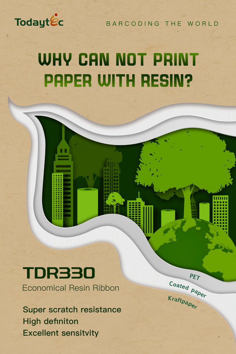 [ribbon] 🤔 Why can not print paper with resin? 📜 

➡ TDR330 ✔ 
🔸 Superb scratch resistance
🔸 High definition
🔸 excellent Sensitivity

🔎 More information about TDR330 : lnkd.in/gJYy3pxT

#Todaytec #labels  #labeling #thermaltransfer #resinribbon #ribbon  #print