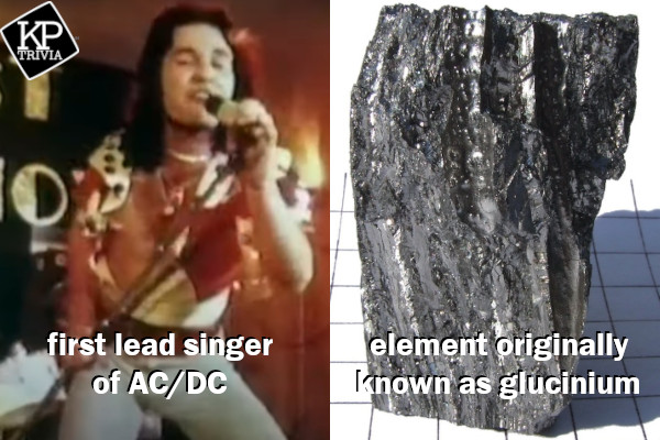 KPTrivia's tweet photo. It's Wednesday, which means it's the perfect day to unwind at @eatgoodkind with trivia starting at 7:00 p.m.! #notshityouresupposedtoknow
Game hints: (1) first lead singer of AC/DC (2) element originally known as glucinium https://t.co/DycmpuooaS