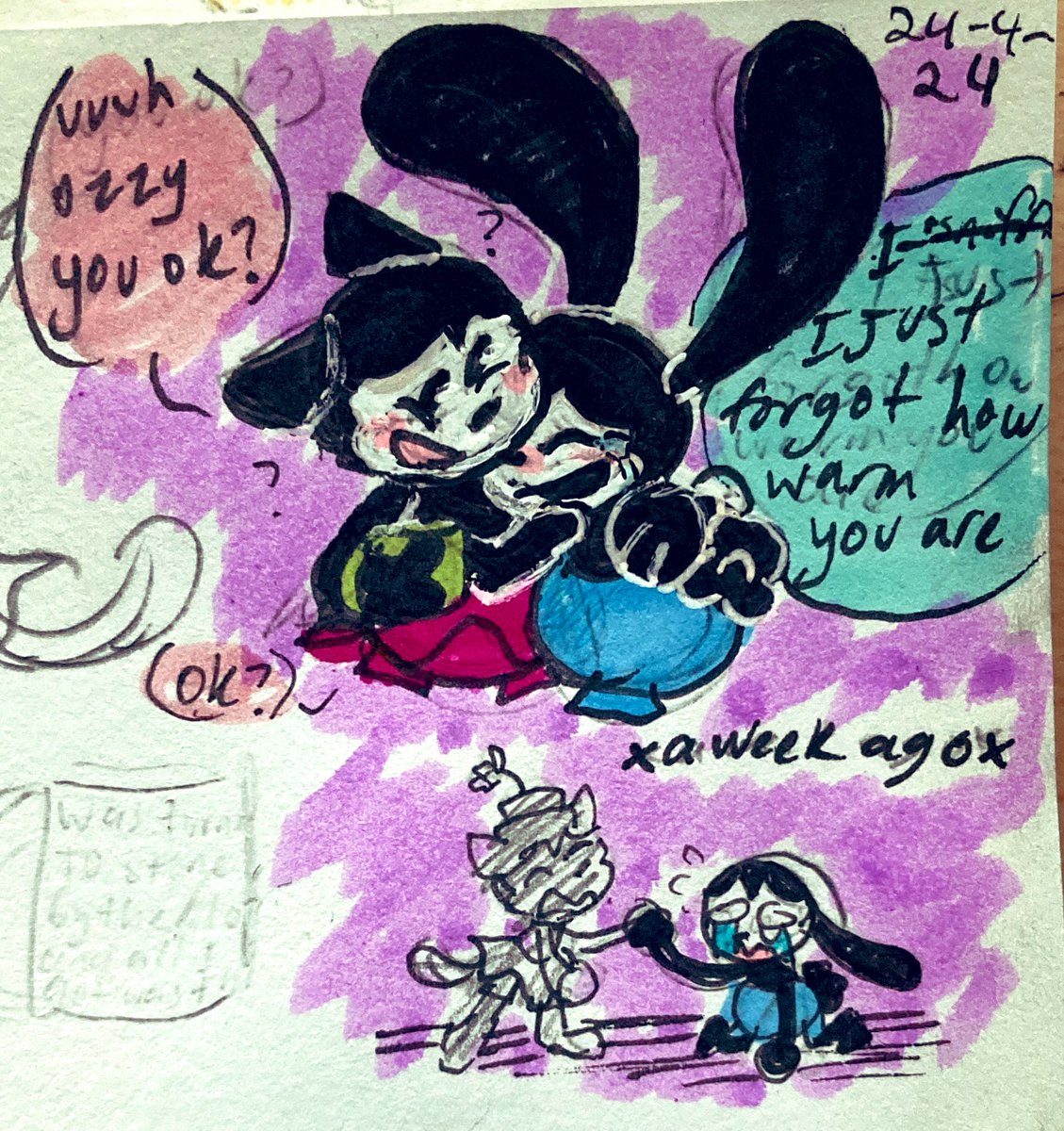 Early morning hugs 💙💗 (Definitely no post trauma here ^^) I would’ve loved to see more of Oswald and Ortensias relationship after epic Mickey #epicmickey #oswald #oswaldtheluckyrabbit #ortensia #ortensiathecat