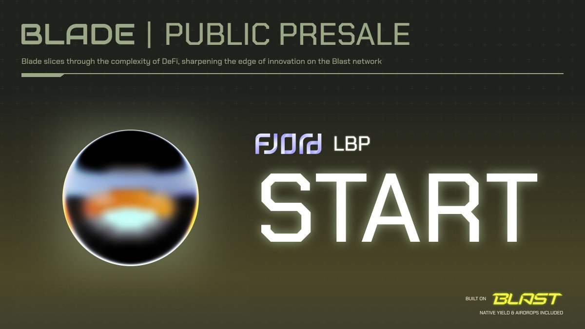 The $BLADE LBP is now live on @FjordFoundry! BladeSwap, a Bigbang Competition runner-up, features a 2x point multiplier due to its innovative features and significant TVL The LBP lasts only 72 hours & ends on April 27 at 06:00 AM UTC 🔗 Get access now! app.fjordfoundry.com/pools/0x1e1CA7…