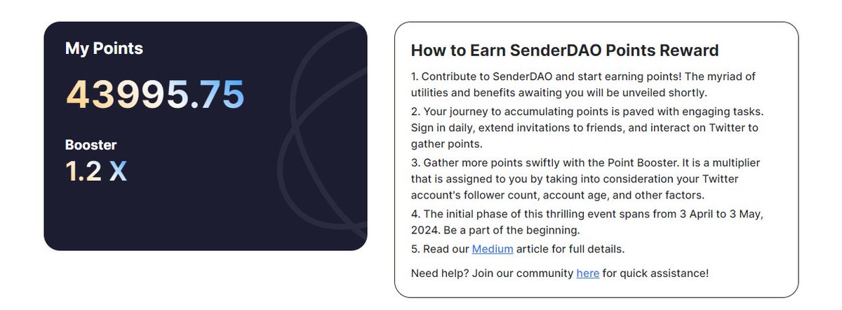 Bước 1: Đăng nhập X (Twitter)
Bước 2: Connect ví Near
Bước 3: Điểm danh hằng ngày
Bước 4: Đăng bài trên trên twitter để thu thập điểm Point
⚡️⚡️LIKE + CMT + Retweet mình nhé ⚡️⚡️
⚡️⚡️⚡️   Mình trả đầy đủ nha   ⚡️ ⚡️⚡️

Airdrop opportunity in 2024 @SenderLabs
