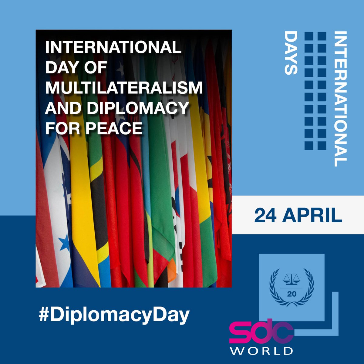 On April 24 2019, the first official International Day of Multilateralism and Diplomacy for Peace will be celebrated and the General Assembly will convene a one-day high-level plenary meeting to commemorate and promote the day.

#InternationalDay #diplomacyday #sdcworld