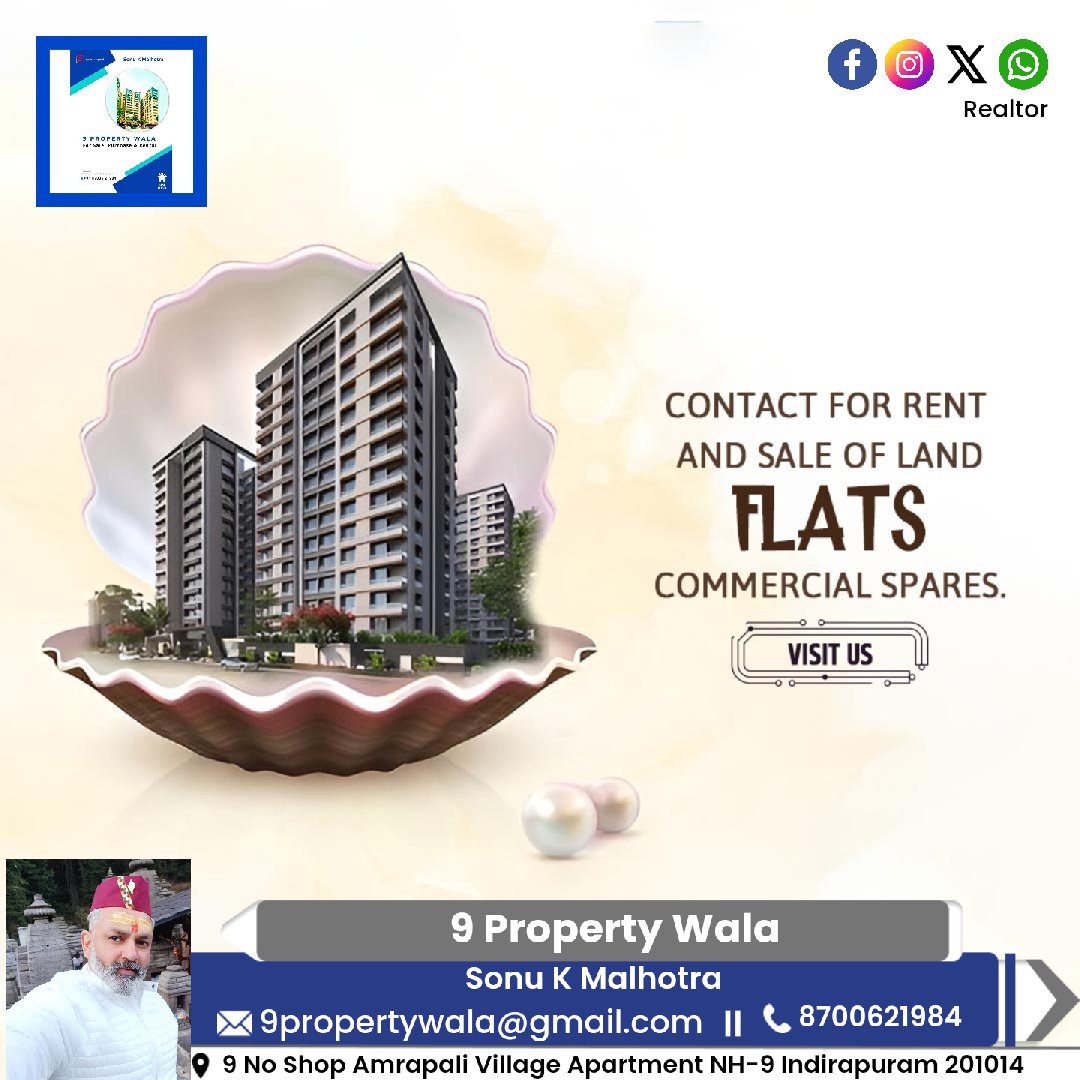 Contact for Rent and Sale of Land, Flats, Commercial Spares.

Call us  📲 93116 32755 

#9propertywala #2bhk #3bhk #flat #penthouse #shop #office #Indirapuram #home #realestate #realtor #realestateagent #property #investment #househunting #interiordesign