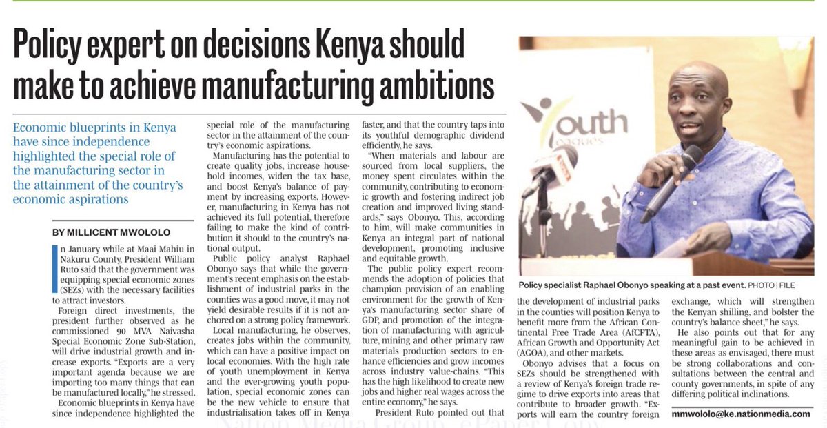 🗞️ Read my perspective in today’s @NationAfrica Policy expert on decisions Kenya should make to achieve manufacturing ambitions