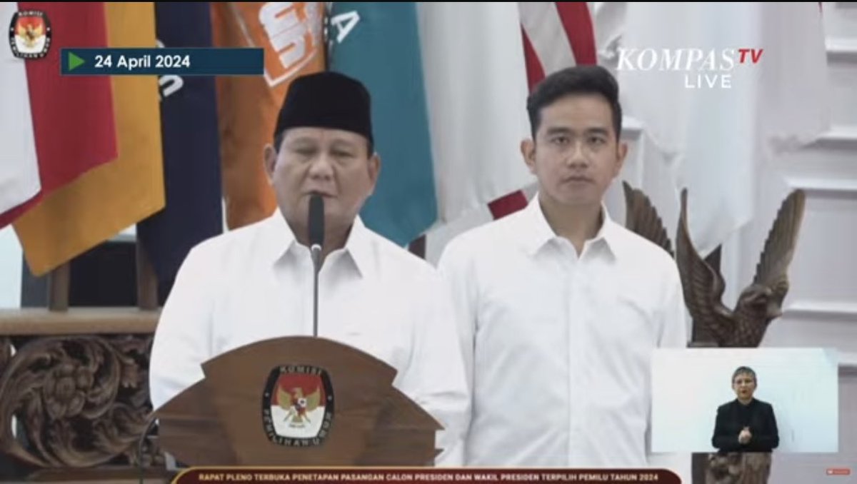 RESMI: KPU menetapkan Prabowo Subianto dan Gibran Rakabuming Raka sebagai Presiden dan Wakil Presiden terpilih Indonesia 2024-2029. 🇮🇩