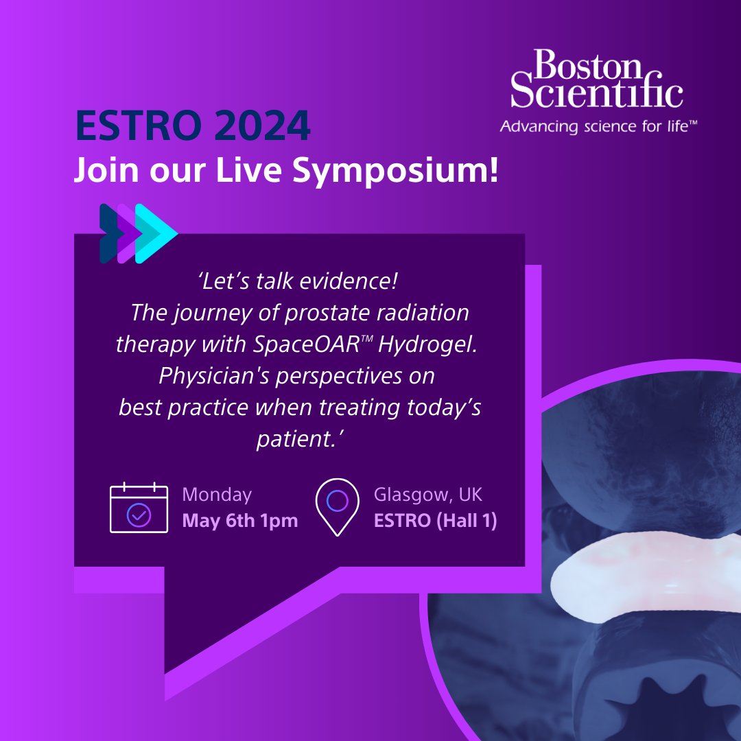 BSCEMEA_Urology's tweet photo. The countdown is on!
Don't miss our Live Symposium on May 6 at #ESTRO24. Our International expert panel will discuss the evolution of prostate cancer radiotherapy &amp; SpaceOAR Hydrogel.

Learn more: https://t.co/XEAL66Ly6w

#BSCEMEA #VueIT https://t.co/uj22LiVOB7