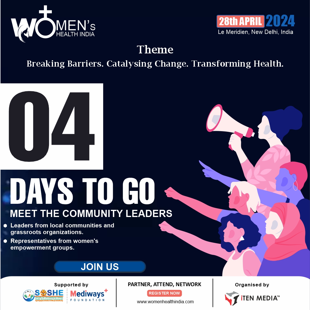 Only 4 days left! Don't miss your chance to be part of Women's Health India (WHI 2024). Secure your spot today and join us for an impactful event!

 📌Register now: bit.ly/3NDCOGF 
📌28th of April 2024, Le Méridien, New Delhi

#WHI2024 #womenshealth #healthiertomorrows