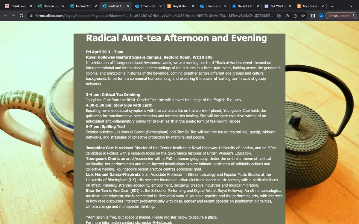 Everyone is most welcome to join us at the fabulous Radical Aunt-Tea event on Friday 26th April (3-7pm) in the Bedford Room, 11 Bedford Square, London WC1B 3RE Admission is free, please book (for refreshments) via rb.gy/n1mzdw