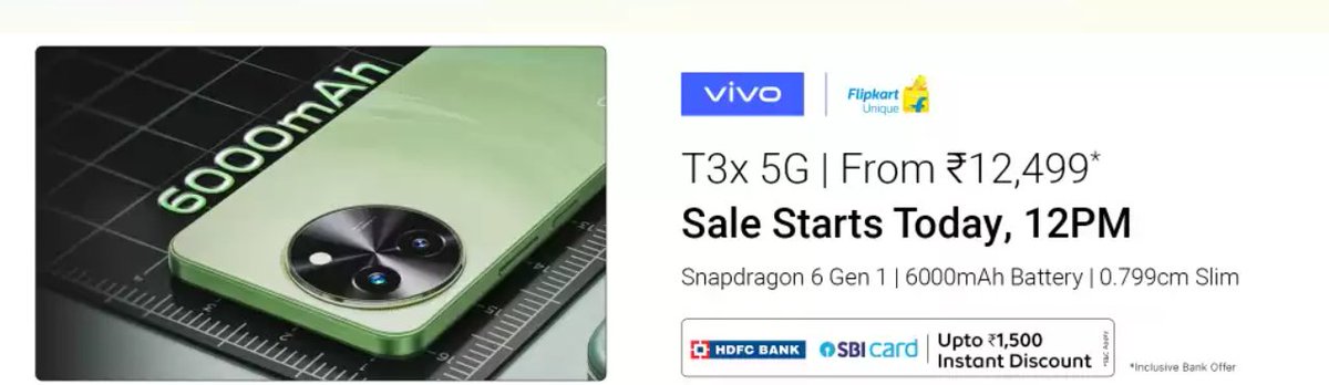 Vivo T3x Sale today at 12PM techupdate3.com/vivo-t3x-launc…