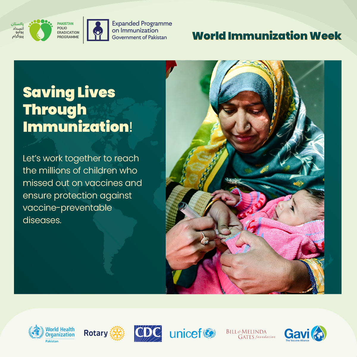 As we celebrate #WorldImmunizationWeek, let's reaffirm our commitment to leaving no child behind. Together, we can write the final chapter in Pakistan's polio eradication story. We extend our sincere appreciation to the @GovtofPakistan, political leadership, our esteemed donors…