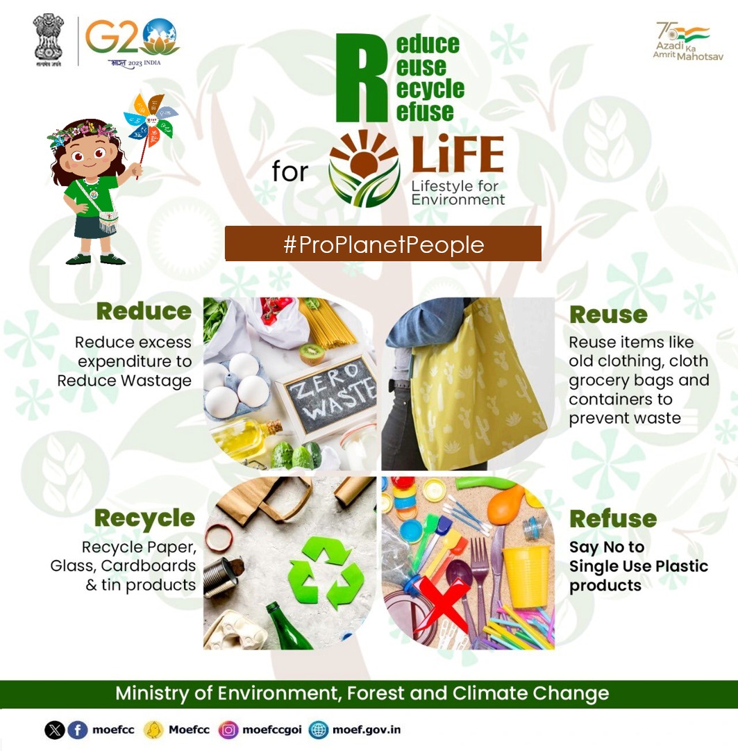 Reduce, Reuse, Recycle, Refuse @moefcc @EIACPIndia @byadavbjp @AshwiniKChoubey #MissionLiFE #ProPlanetPeople @EnvironmentPib