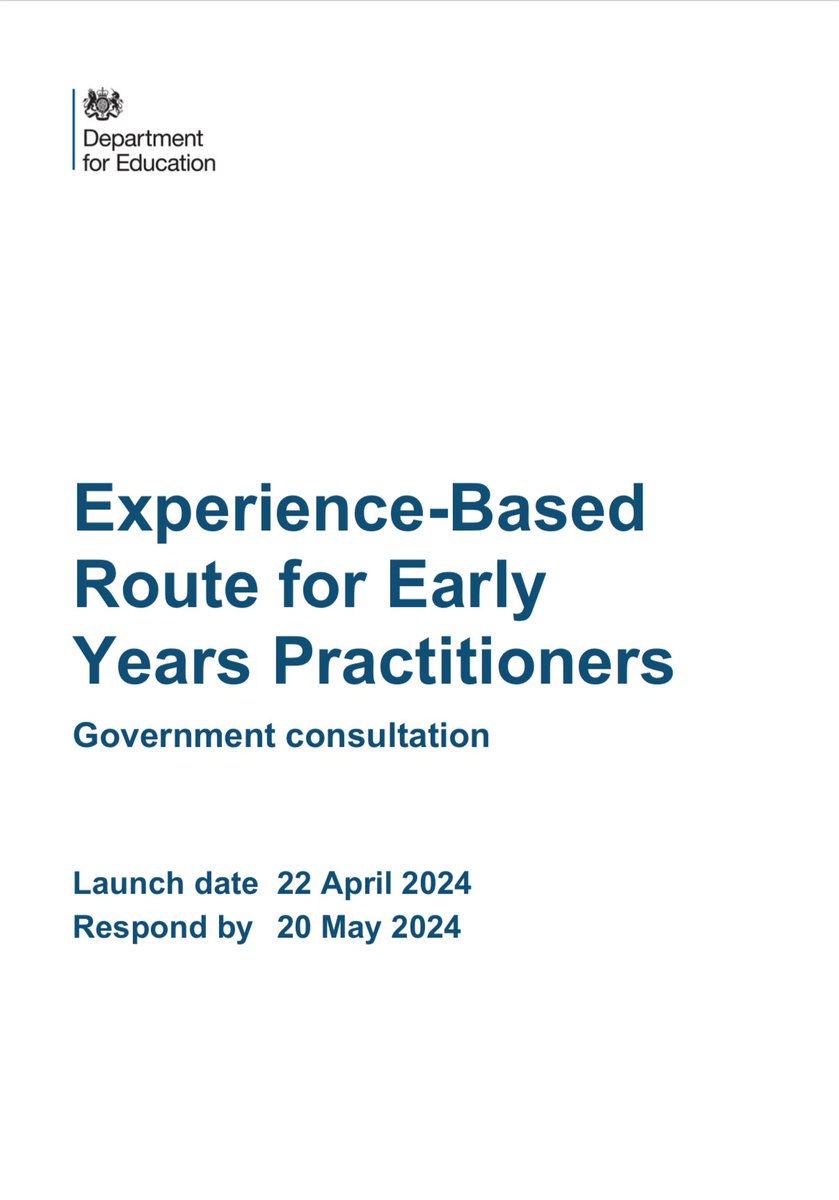 Experience-Based Route for Early Years Practitioners Consultation link is below. Make sure you have your say. consult.education.gov.uk/early-years-qu… consult.education.gov.uk/early-years-qu…