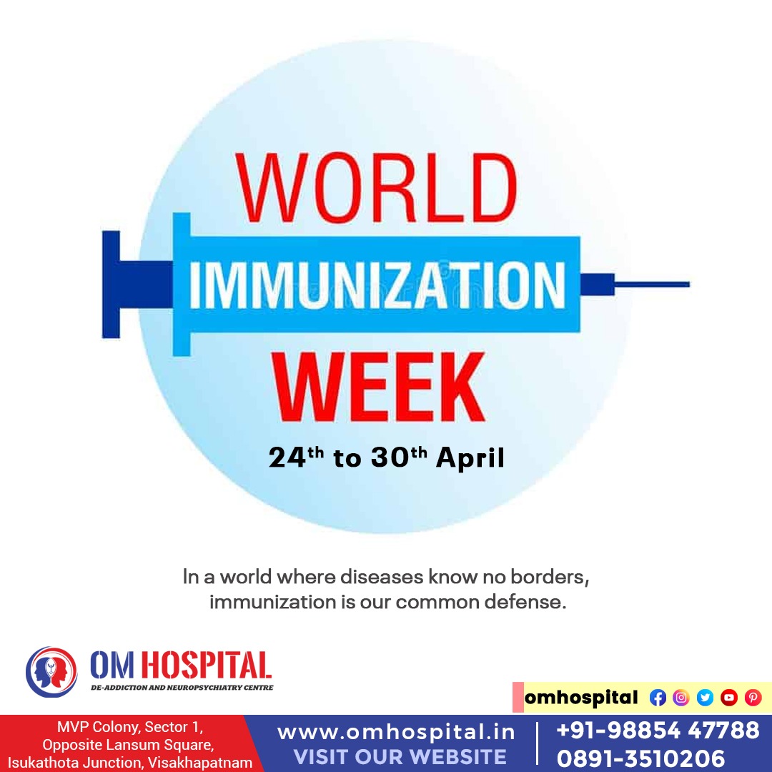 WORLD IMMUNIZATION WEEK

In a world where diseases know no borders, immunization is our common defense.

Om hospital is a Centre for Deaddiction and Neuropsychiatry. 

#antidepression #mentalhealth #DepressionAndAnxietyAwareness #postpartumsupport #signsofdepression