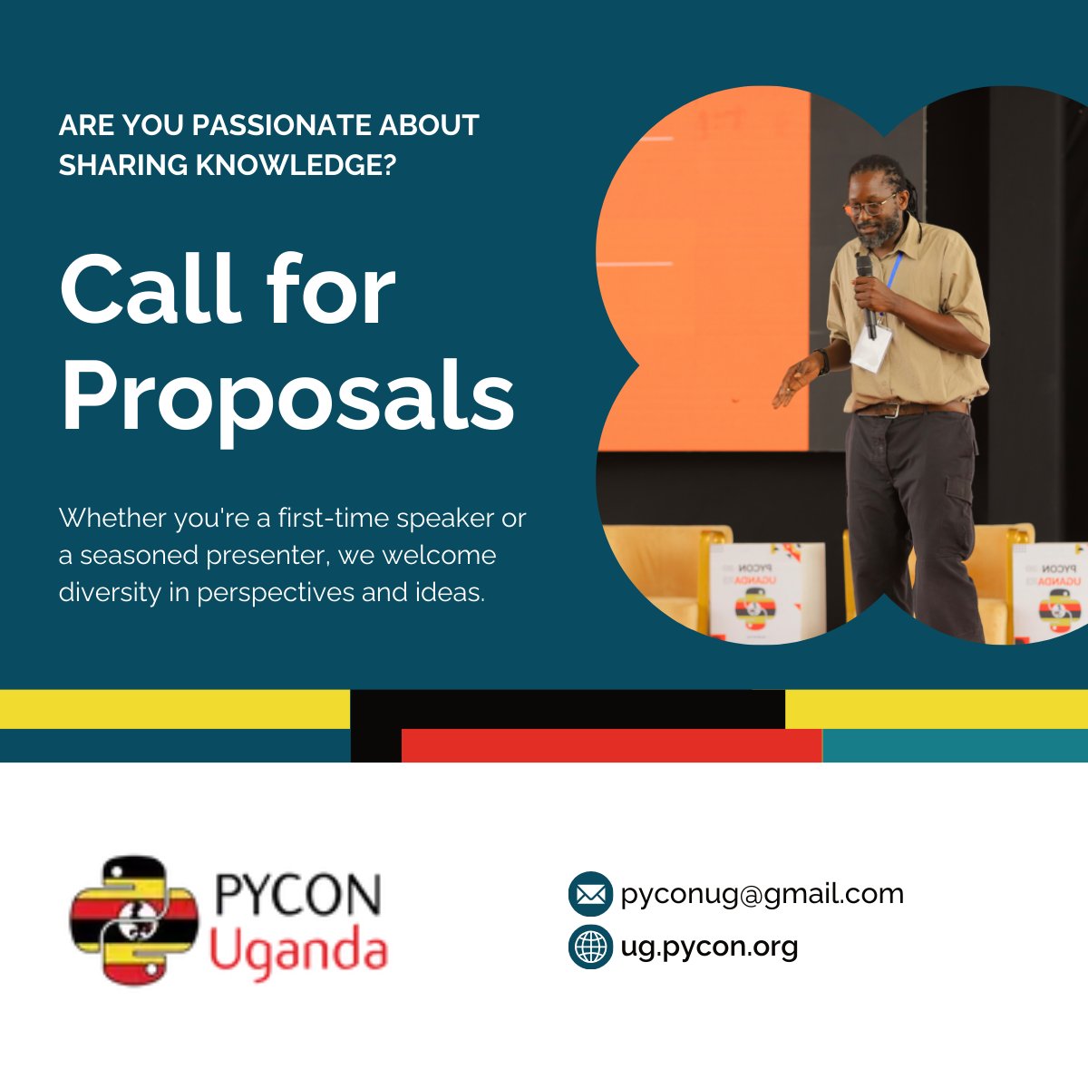 Wondering what it takes to be on the pycon speaker list?? 🤭New ideas submit now! Details and submission guidelines are here: papercall.io/pyconug
#PyCon🥳
#PyConUganda🥳
#PyConUganda2024 🥳