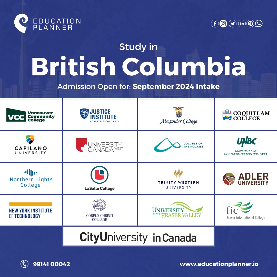 Check out the list of #Institutions located in #BritishColumbia that are accepting applications for #May2024Intake. Offshore students hurry up ! Apply now

educationplanner.io

#studyinBritishColumbia #educationplanner #2024mayintake #mayintake2024 #mayintake