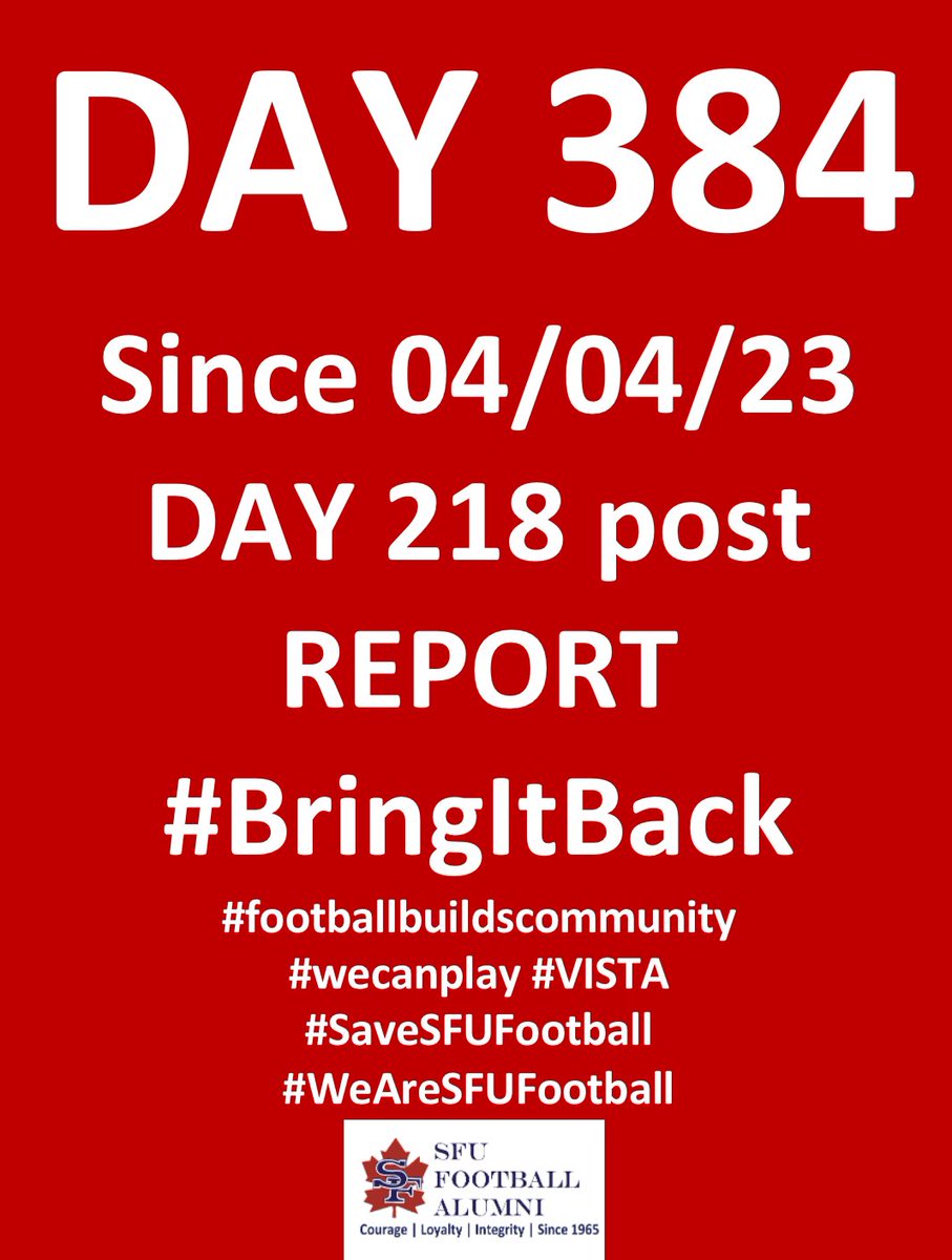 #BringItBack
#footballbuildscommunity
#wecanplay #VISTA
#SaveSFUFootball 🇨🇦🏈
#WeAreSFUFootball