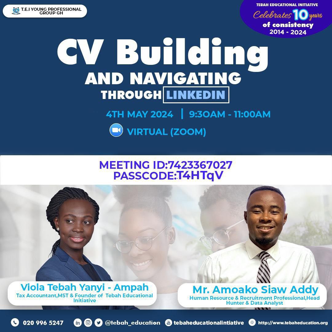 TebahEducation's tweet photo. Students, land your dream job!   Join a FREE webinar on building strong CVs &amp; navigating LinkedIn by @TebahEducation . Register now &amp; invest in your future success! #EmpowerYourCareer #CareerDevelopment https://t.co/A7hcCYXY3X