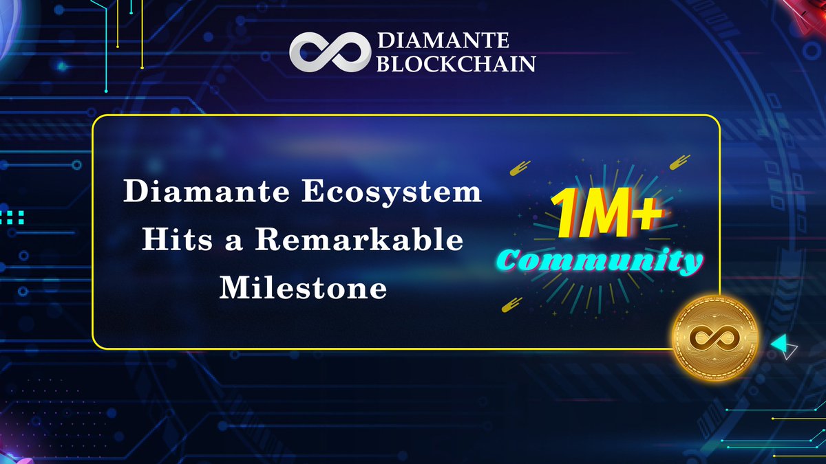 #Diamante Blockchain proudly announces a significant milestone as the ecosystem reaches 1 million community base. 

The exponential growth, development and trust from across the globe showcase Diamante’s commitment towards technological excellence to address real-world challenges