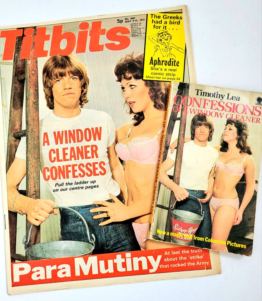 May 1974. Same photoshoot, different pics. @Robin_Askwith and #OliviaMunday. 50 years of #ConfessionsOfAWindowCleaner.