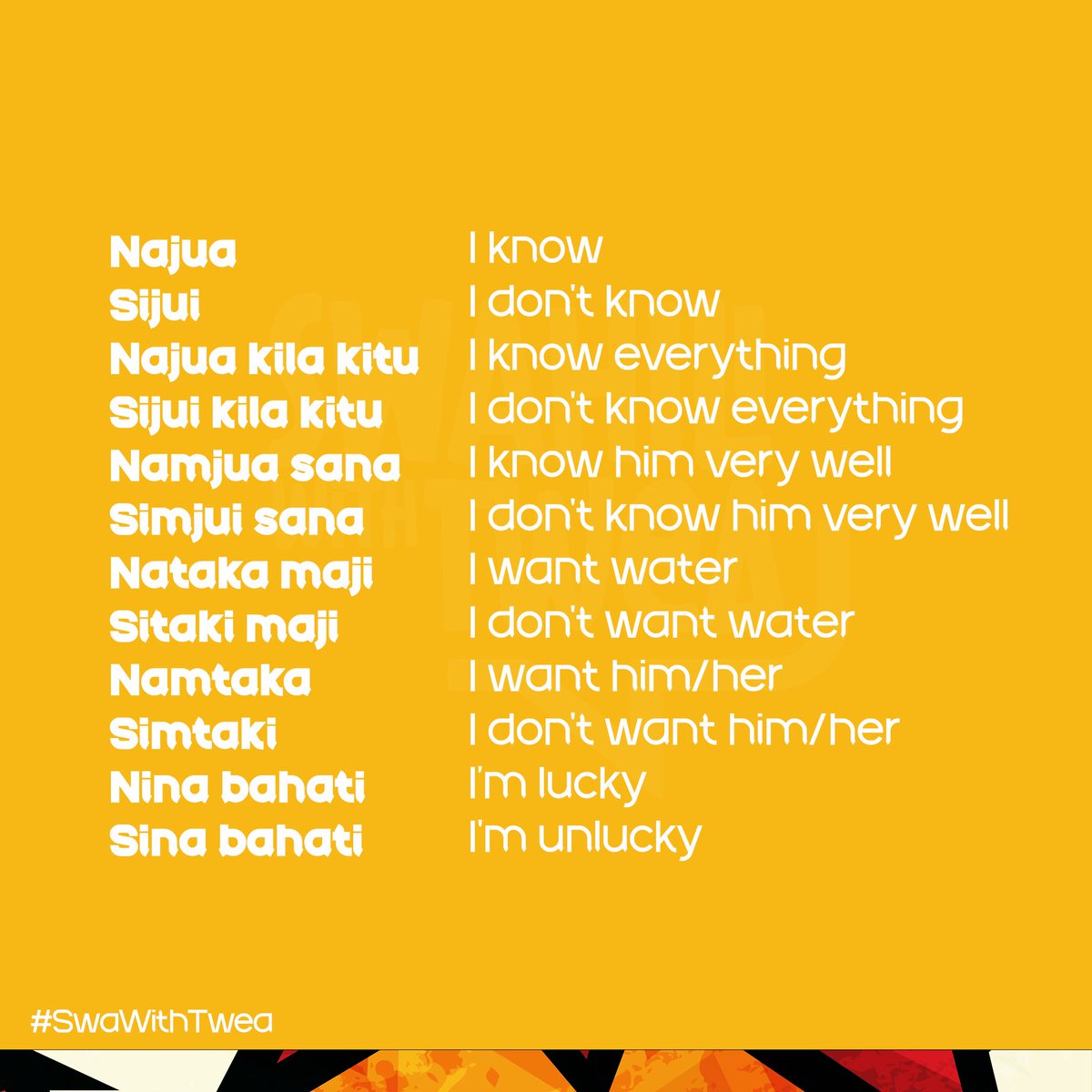 Hamjambo Expand your #Swahili diction #SwaWithTwea