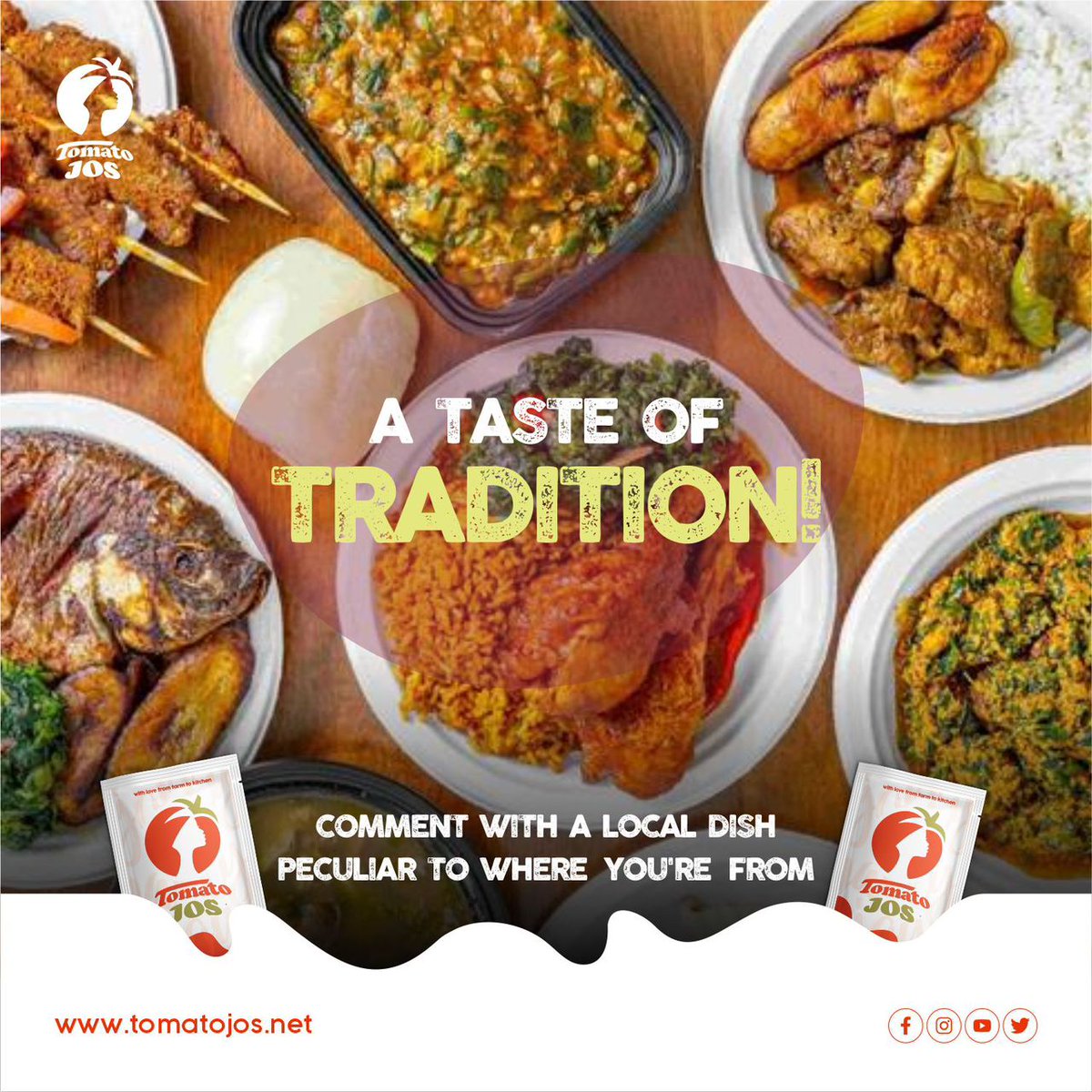 We value the authentic taste of tradition. What's that local dish from your hometown that you'll never joke with? #tradition #tomatojos #authentictaste