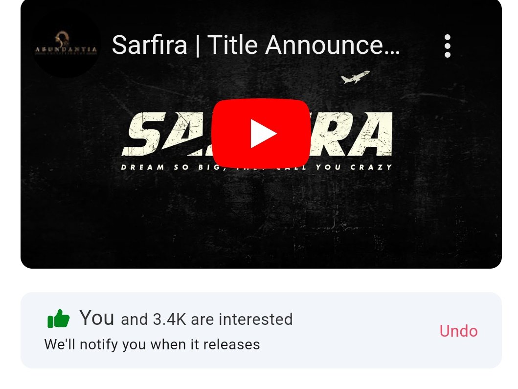Mark Your Interest on #Sarfira 
On @bookmyshow
