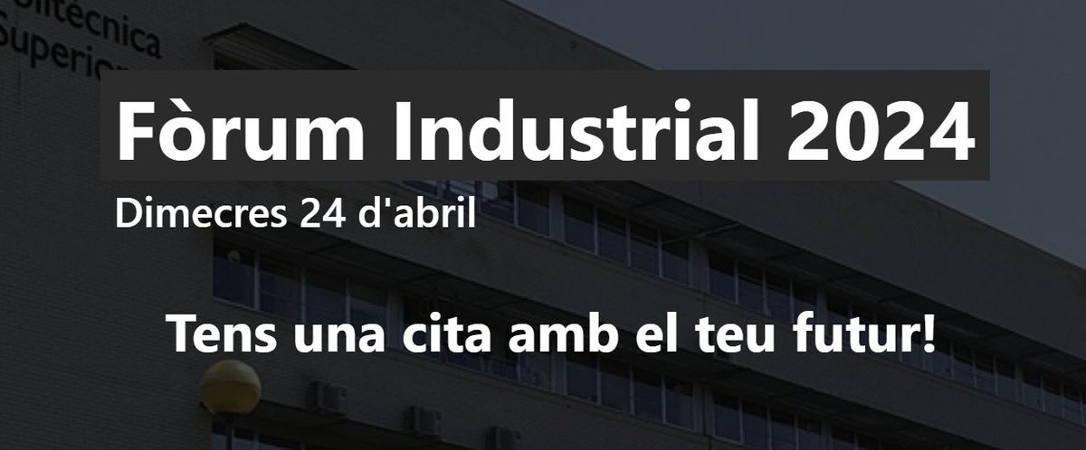 Escola Politècnica Superior #50EPS (@udgpolitecnica) on Twitter photo Bon dia!!! Avui al nostre centre , el P-II, t'esperen més de 60 estands per oferir oportunitats d'inserció laboral, de col·laboracions empresarials i pràctiques en empresa. No t'ho perdis! <a href="/ForumEPS/">Fòrum Industrial EPS</a> forum.udg.edu/inici Bon dia!!! Avui al nostre centre , el P-II, t'esperen més de 60 estands per oferir oportunitats d'inserció laboral, de col·laboracions empresarials i pràctiques en empresa. No t'ho perdis! <a href="/ForumEPS/">Fòrum Industrial EPS</a> forum.udg.edu/inici