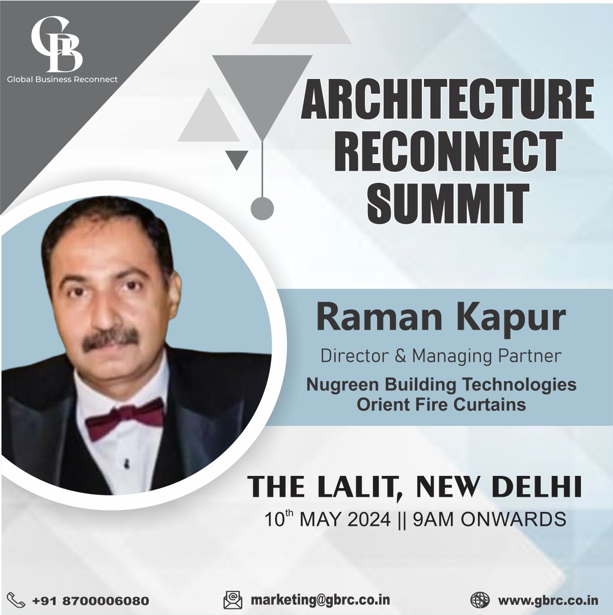 Join us to welcome Mr. Raman Kapur, Director & Managing Partner from Nugreen Building Technologies Orient Fire Curtains will be the industry presenter at our upcoming Architecture Reconnect Summit on May 10th ,2024 at The Lalit ,New Delhi.

#architecturereconnectsummit #GBRC