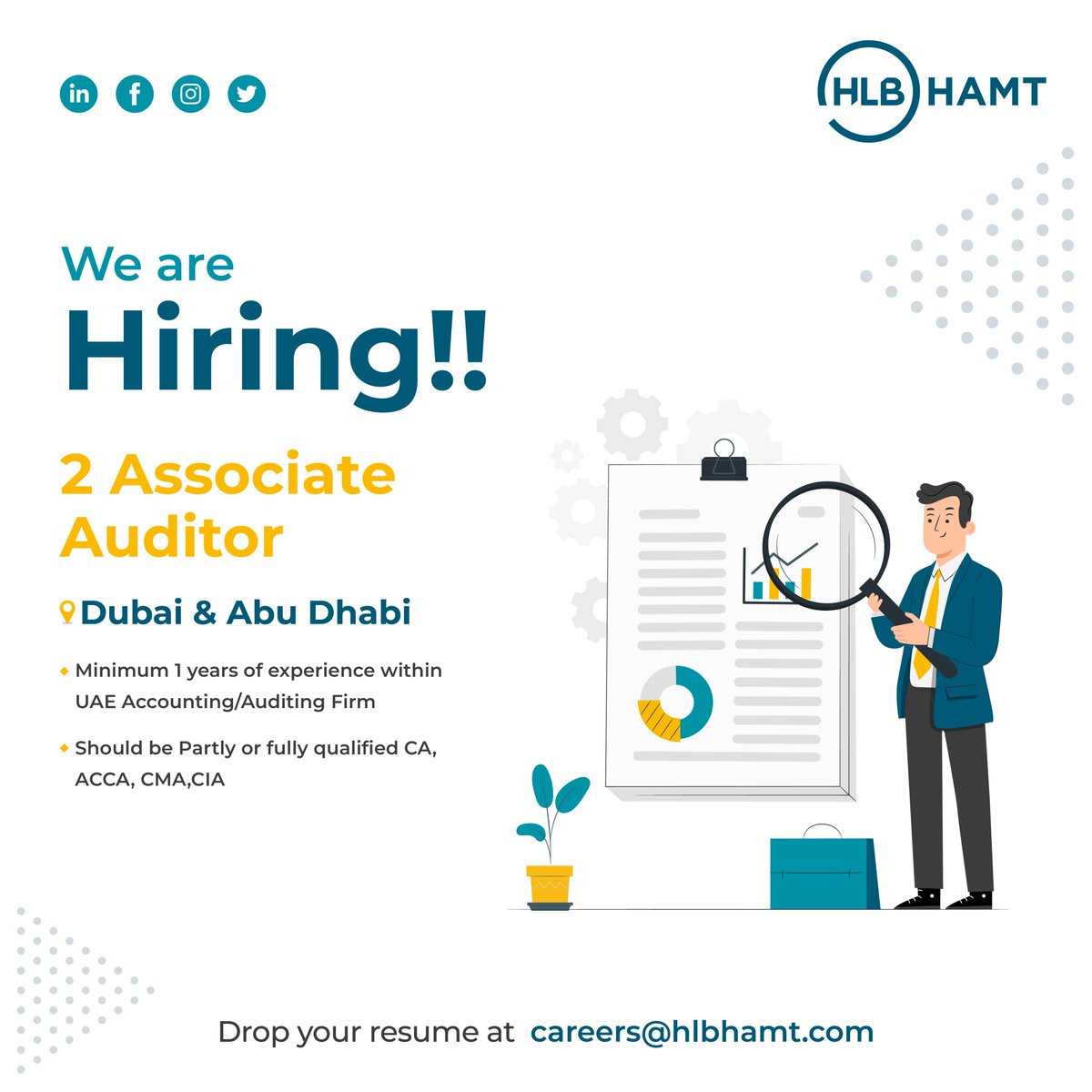 We're seeking a driven Audit professionals to join our growing team!

Eligible candidates can share their resumes to careers@hlbhamt.com.

#jobs #jobopportunities #jobhiring #auditor #audit #auditjobs #careersuae #careers #hiring #associate #HLBHAMT