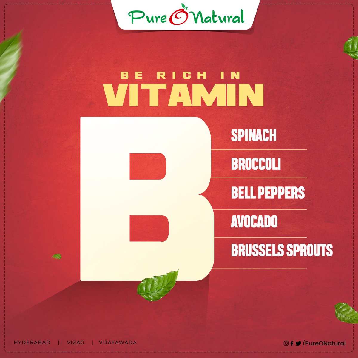 Get Your Vitamin B ❤

#PureONatural #Hyderabad #Vizag #Vijaywada #FarmFresh #FreshVegetables