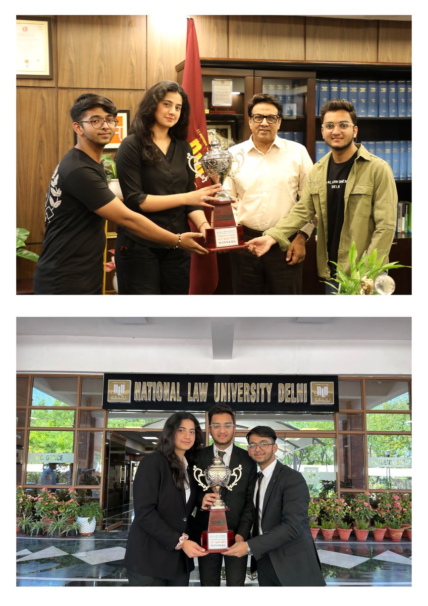 Congratulations to NLU Delhi team comprising of Azhan Saleem, Vrish Vardhan Singh, and Shivangini Choppalli, a formidable team of first-year students, for their victory in the 3rd IILM National Moot Court Competition.