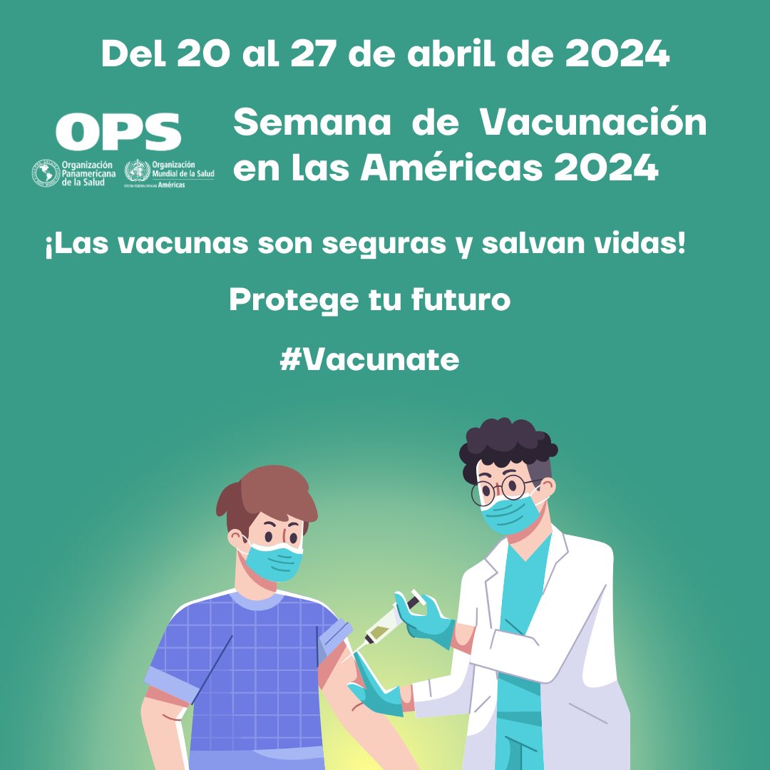 Semana de Vacunación en las Américas

Del 20 al 27 de abril la Organización
Panamericana de la Salud (OPS) celebra la 22 a semana Mundial de Inmunización.

¡Las vacunas son son seguras y salvan vidas!! 💉⚕️

Conoce más en: paho.org/es/sva-2024
#vacunate #OPS #vacunas #Mexico