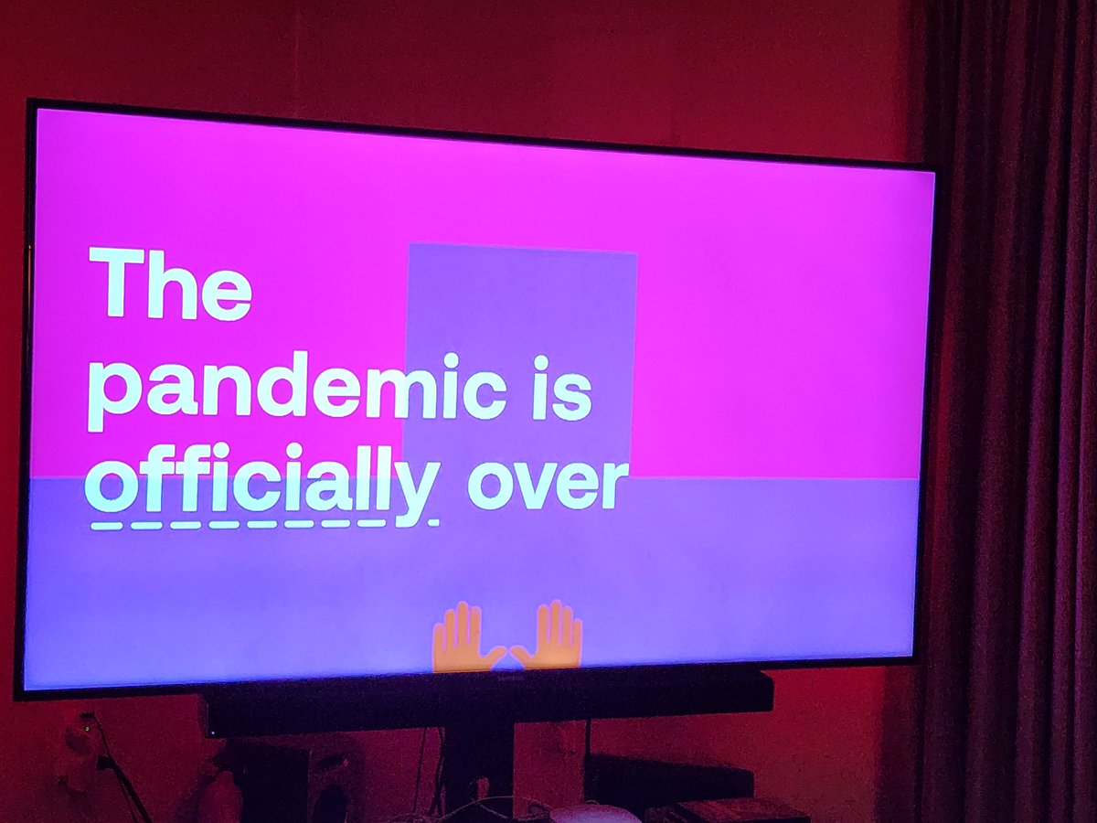 Have you guys SEEN this bullshit Moderna commercial? It's for the vaccine, but it BEGINS by telling everyone, in BIG BOLD LETTERS, that the pandemic is OFFICIALLY over. What the actual fuck?