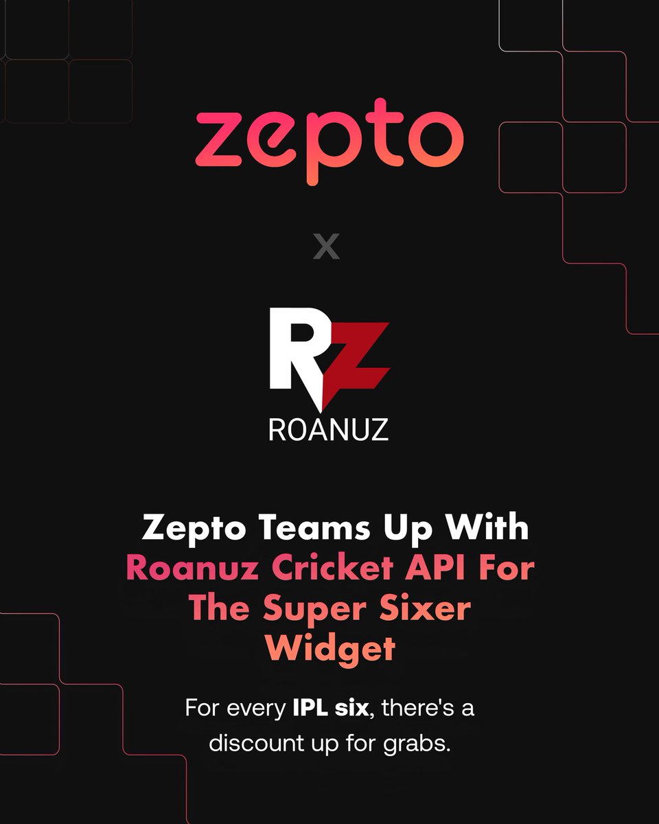 Guess who partnered with Zepto for the Super Sixer Widget during IPL 24

Look between Q and R on your keyboard! 

#Cricket #CricketTwitter #CricketAPI #zepto #API #SRT51