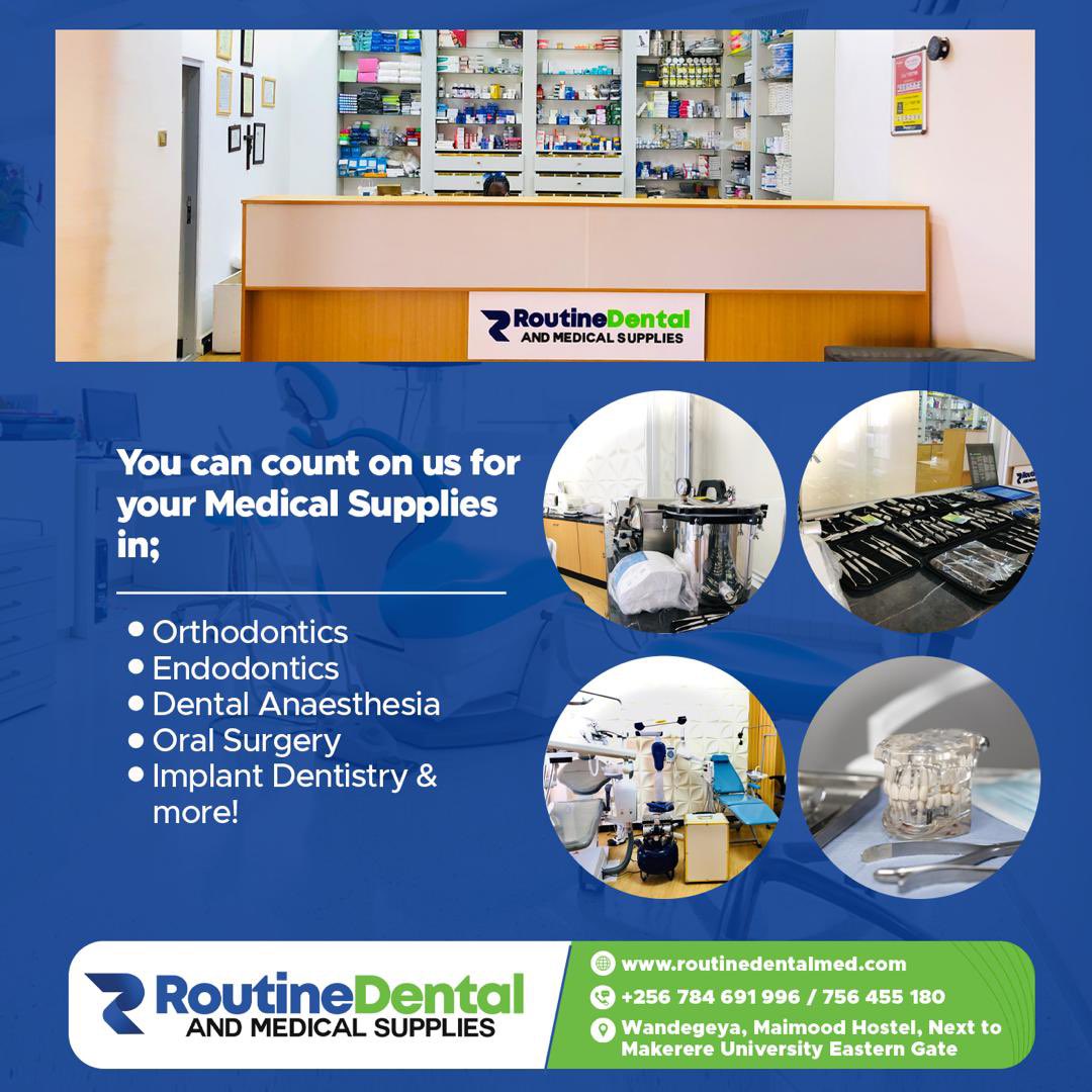 Count on us for your Medical Supplies  today.

What’s your need?
- Orthodontics
- Endodontics
- Dental Anaesthesia 
- Oral Surgery 
- Implant Dentistry & more!

📞 0756 455 180