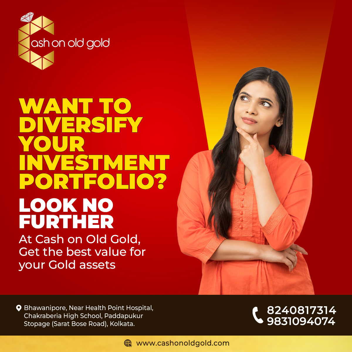 Ready to diversify your investment portfolio? Get the best value for your Gold assets at Cash On Old Gold.

#CashOnOldGold #OldJewelleryBuyer #jewellerydesign #SellGold #GoldFacts #Goldenoppetunity #InstantCash