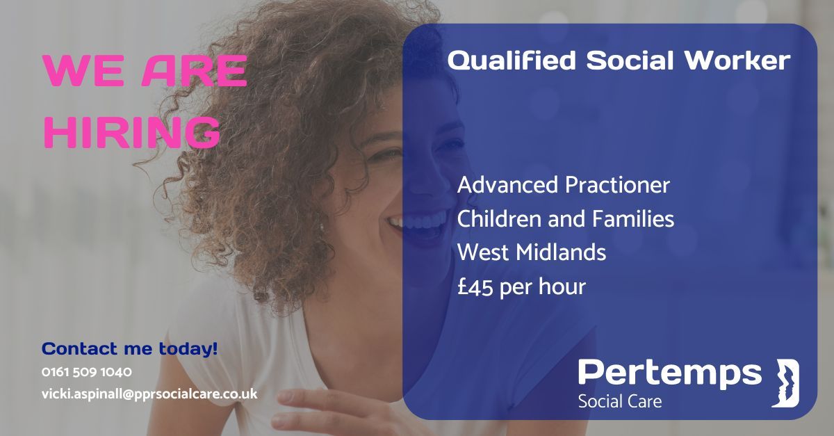 📢📢We have #opportunities for qualified #socialworkers with in the Children and Families Team. Based in #West Midlands  paying £ 45 per hour
 
☎️☎️Call or message me for more information
 
#socialwork #locum #socialworker #merseysidejobs