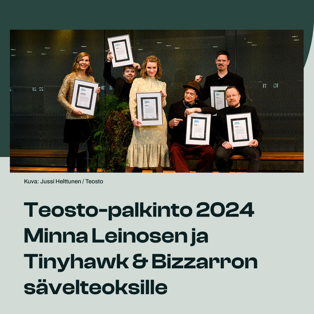 40 000 euron Teosto-palkinto / @TeostoOfficial jaettiin tasan kahden upean sävelteoksen kesken. Lue lisää: musiikkiala.fi/teosto-palkint…